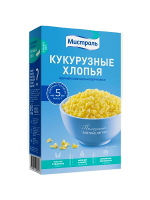 Хлопья кукурузные Фермерские цельнозерновые Мистраль, 400 г